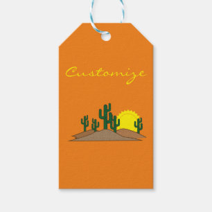 Étiquettes-cadeau Green Saguaro Cactus Desert Sunset Thunder_Cove