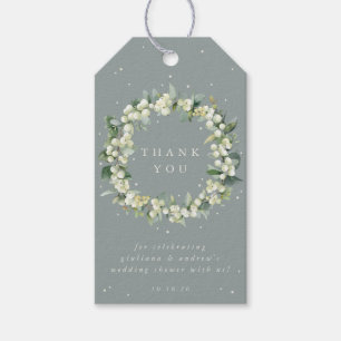 Étiquettes-cadeau Green Snowberry+Eucalyptus Merci Wedding shower