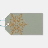 Étiquettes-cadeau Green Snowflake Gold Parties scintillant (Dos Horizontal)