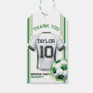 Étiquettes-cadeau Green Soccer Sports Boy Jersey Anniversaire de enf