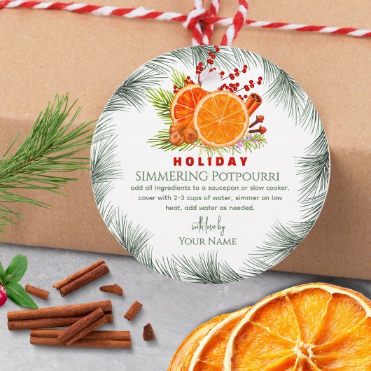 Étiquettes Cadeau Green Stovetop Christmas Simmering Potpourri