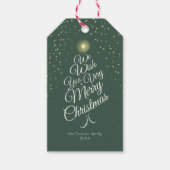 Étiquettes-cadeau Green Very Merry Christmas Tree Nom de famille (Devant)