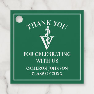 Étiquettes Cadeau Green Veterinary School Custom Graduation Party