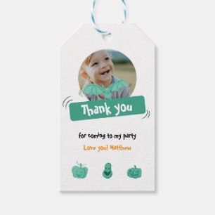 Étiquettes-cadeau Green & white Halloween fête d'anniversaire merci