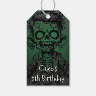 Étiquettes-cadeau Green Zombie Enfant & Slime Halloween fête d'anniv