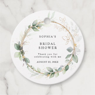 Étiquettes Cadeau Greenery and Gold Bridal Shower 