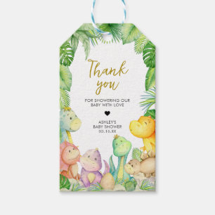 Étiquettes-cadeau Greenery Boy Dinosaur Baby shower Favoriser Tags