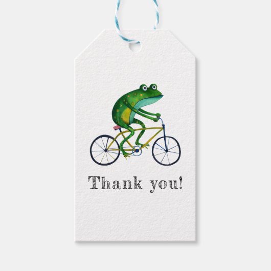 Étiquettes-cadeau Grenouille Sur Vélo (Devant)