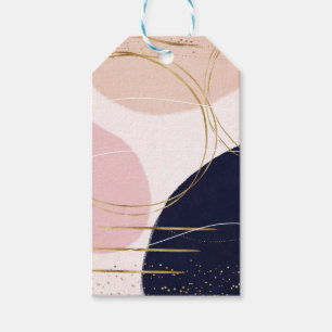 Étiquettes-cadeau Grèves et cercles d'or modernes Conception rose m