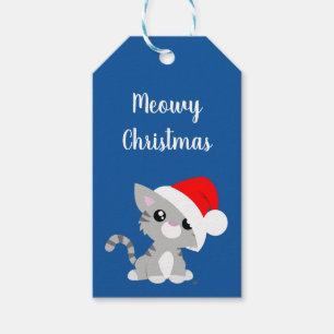 Étiquettes-cadeau Grey Meowy Christmas Kitty Tags cadeaux