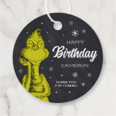 Étiquettes Cadeau Grinch Chalkboard Anniversaire Favoriser (Dos)
