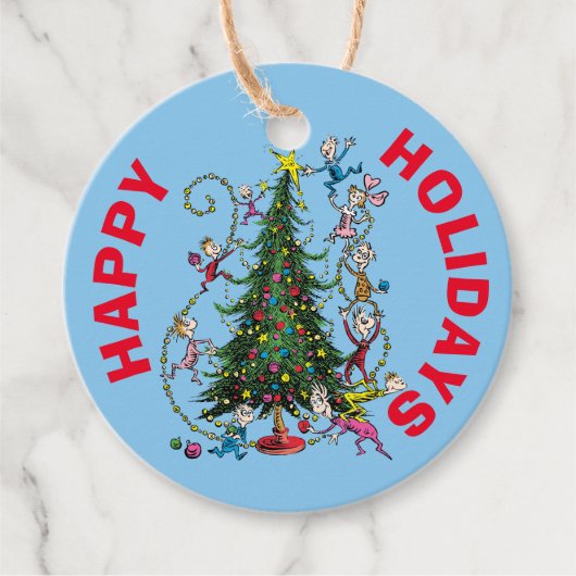 Étiquettes Cadeau Grinch classique | Arbre de Noël (Devant)