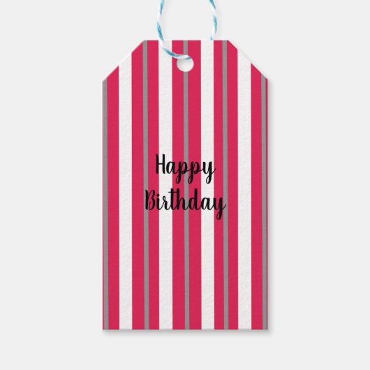 Étiquettes-cadeau Gris blanc rouge personnalisé (Devant)