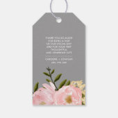 Étiquettes-cadeau Gris | Blush Pink Peonies Merci Mariage (Dos)