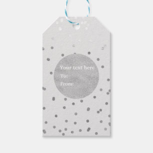 Étiquettes-cadeau Gris clair et argenté pailleté Confetti Points Mod