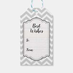Étiquettes-cadeau Gris et blanc chevron épais Mariage Anniversaire V