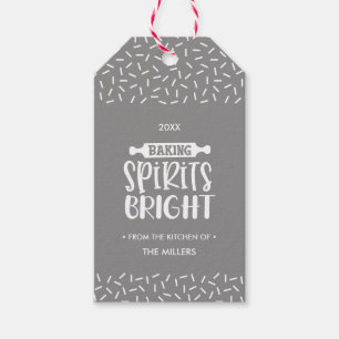 Étiquettes-cadeau Gris Les spiritueux de Noël brillants