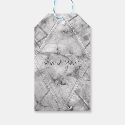 Étiquettes-cadeau Gris & Marbre blanc Glam Mariage Faveur (Dos)