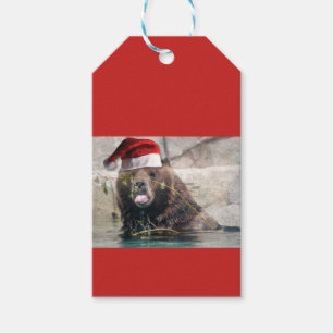 Étiquettes-cadeau Grizzly Bear Père Noël