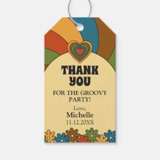 Étiquettes-cadeau Groovy 80th Birthday Retro 60s Theme