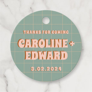 Étiquettes Cadeau Groovy Gras Bleu Rose Rouge Funky 