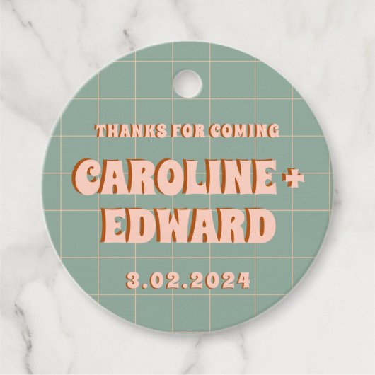 Étiquettes Cadeau Groovy Gras Bleu Rose Rouge Funky (Devant)