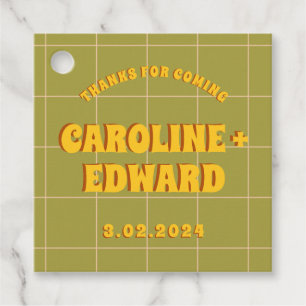 Étiquettes Cadeau Groovy Gras Épais Vert Jaune Rouge Funky 