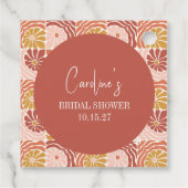 Étiquettes Cadeau Groovy Retro Rose Rouille Floral Mariage Personnal (Dos)