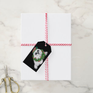 Étiquettes-cadeau Grosse de phoque blanc de Noël, animal arctique fe