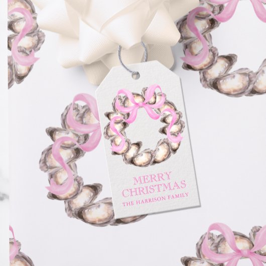 Étiquettes-cadeau Grotte de l'huître côtière de Preppal Noël