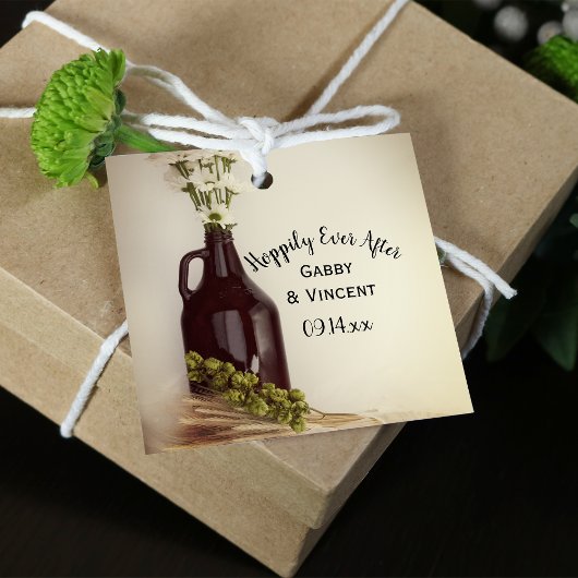 Étiquettes Cadeau Growler Hops Daisies Hoppily Jamais Après Mariage