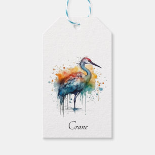 Étiquettes-cadeau Grue gracieuse : Watercolro Art, coutume