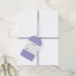 Étiquettes-cadeau Guingan de bleu marine et de blanc, votre