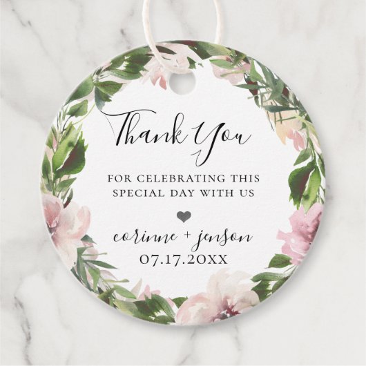 Étiquettes Cadeau Guirlande botanique Dusty Mauve (Devant)