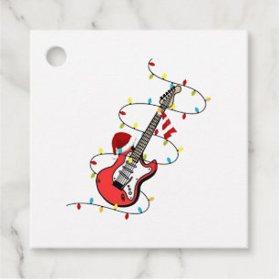 Étiquettes Cadeau Guitare Électrique Père Noël Musique Amoureux de N