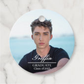 Étiquettes Cadeau Guy Grad Modern Graduate Photo personnalisée (Devant)