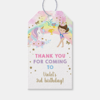 Étiquettes-cadeau Gymnastics & Unicorn birthday thank you favor tag.