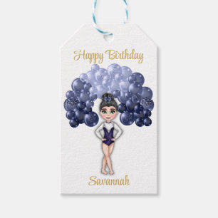 Étiquettes-cadeau Gymnastique Anniversaire avec Bleu Balloon Arch
