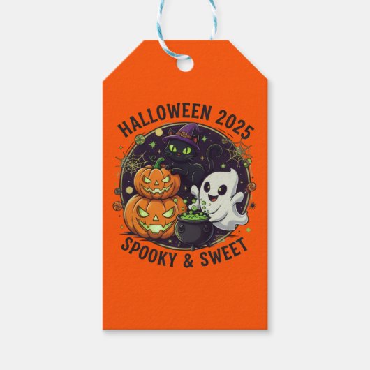 Étiquettes-cadeau halloween 2025 éffrayant & doux (Devant)