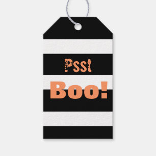 Étiquettes-cadeau Halloween Black White Stripes Boo Tags cadeaux