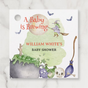 Étiquettes Cadeau Halloween Cauldron Baby brasse une douche