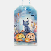 Étiquettes-cadeau Halloween Chat Bleu Oriental Avec Peur Citrouille (Dos)