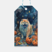 Étiquettes-cadeau Halloween Chow Chow Avec La Peur Citrouille (Devant)
