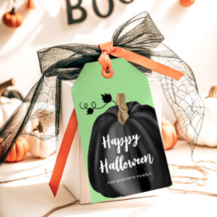 Étiquettes-cadeau Halloween Citrouille noir élégant