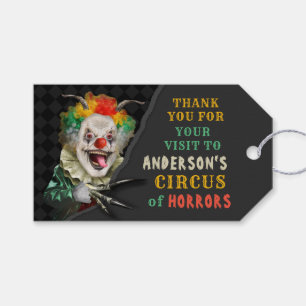 Étiquettes-cadeau Halloween Clown effrayant Adult Déplaisant Circus 