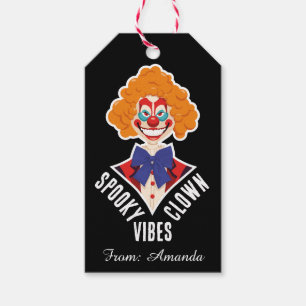 Étiquettes-cadeau Halloween Éffrayant Clown Vibes Cirque Déplaisant 