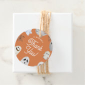 Étiquettes Cadeau Halloween Éffrayant Merci Orange fantômes (En situation)