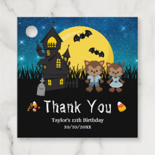 Étiquettes Cadeau Halloween fête d'anniversaire Werewolf Blue