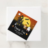 Étiquettes Cadeau Halloween Fête Sorcière Ghost Orange (En situation)