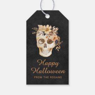 Étiquettes-cadeau Halloween floral rustique